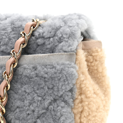 Chanel Shearling Sheepskin Single Flap Gray Pink Beige 12 of 14