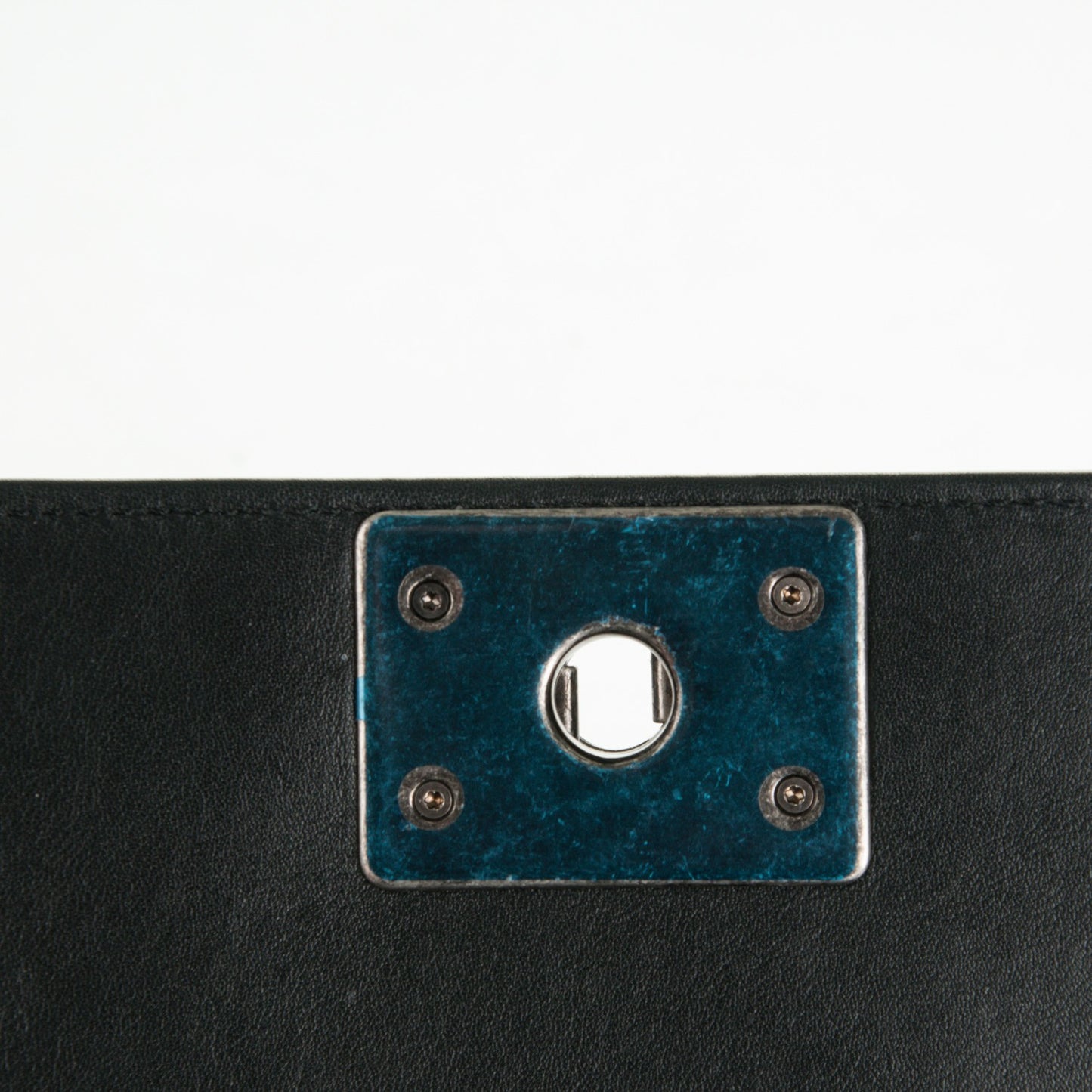 Calfskin Woven Medium Boy Flap Black White