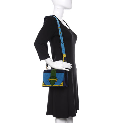 Prada Velvet Cahier Shoulder Bag Azzurro 2 of 14