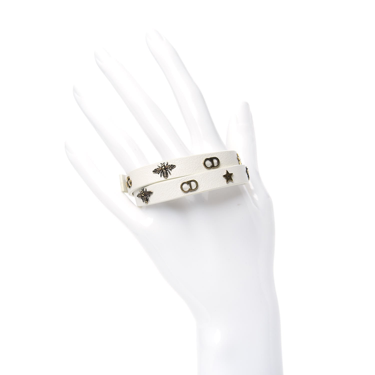Christian Dior Calfskin Bee Double Bracelet White 2 of 5