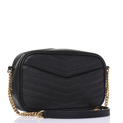 Saint Laurent Grain De Poudre Matelasse Monogram Mini Lou Camera Bag Black 3 of 15