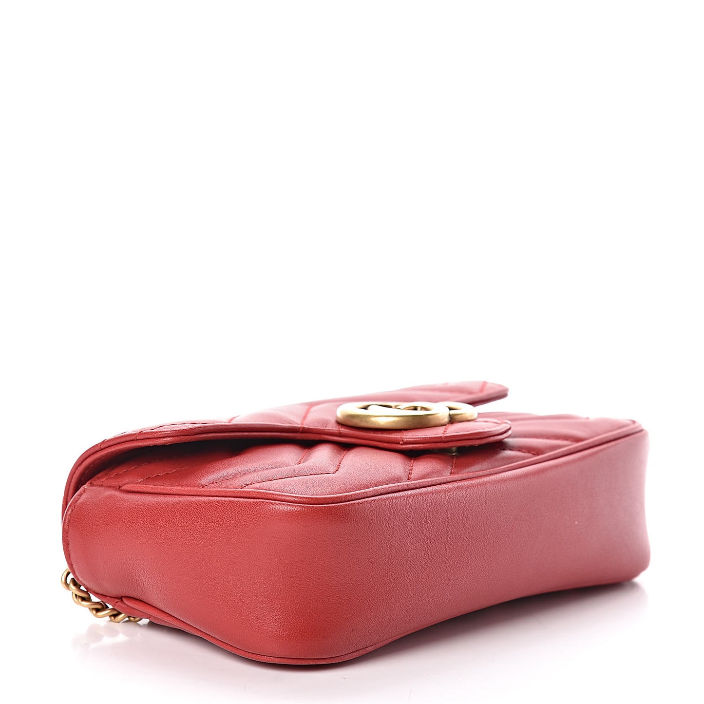 Calfskin Matelasse Super Mini GG Marmont Shoulder Bag Hibiscus Red