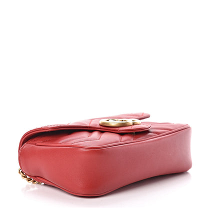 Gucci Calfskin Matelasse Super Mini GG Marmont Shoulder Bag Hibiscus Red 4 of 10