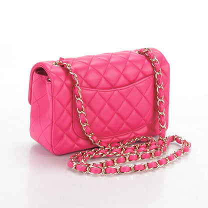 Chanel Lambskin Quilted Mini Rectangular Flap Dark Pink 3 of 7