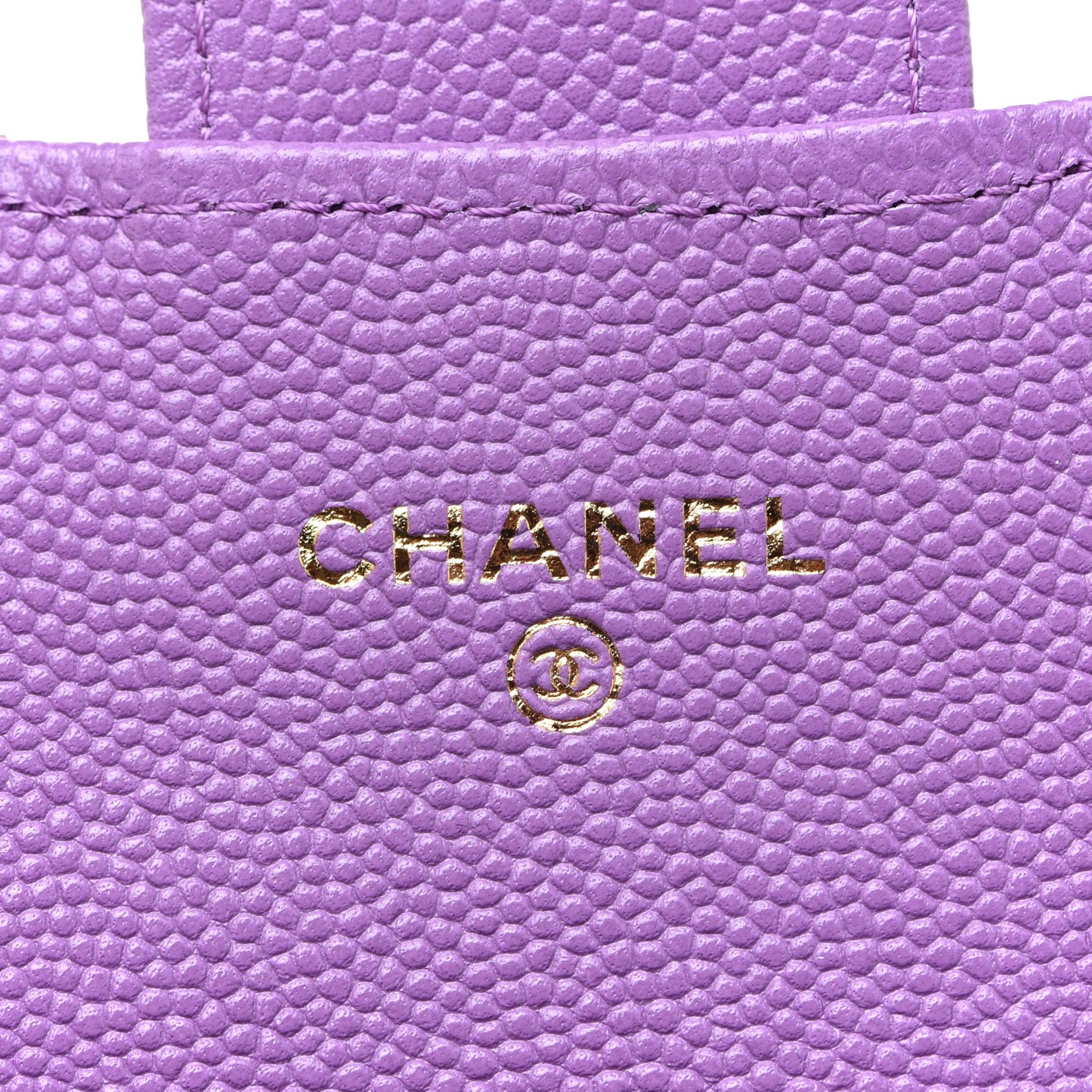 Caviar Quilted Flap Card Holder Wallet Purple