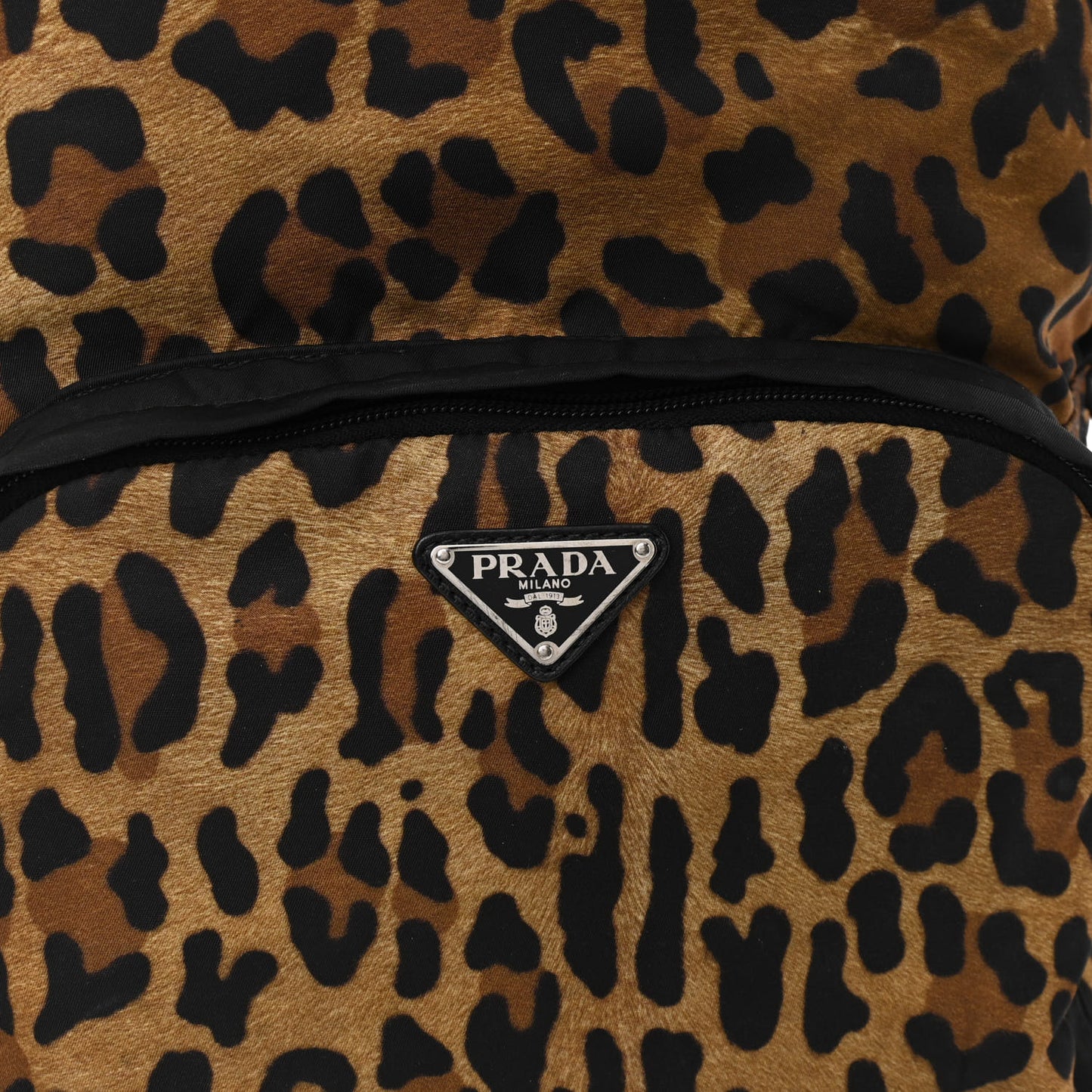 Tessuto Nylon Leopard Print Backpack Miele Black