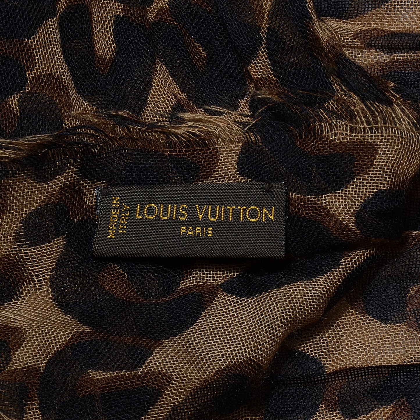 Cashmere Silk Leopard Stole Brown