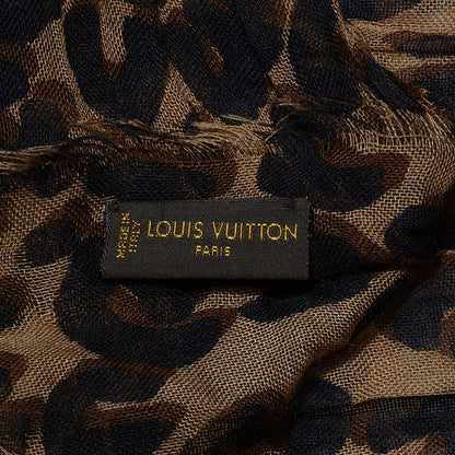 Louis Vuitton Cashmere Silk Leopard Stole Brown 5 of 6