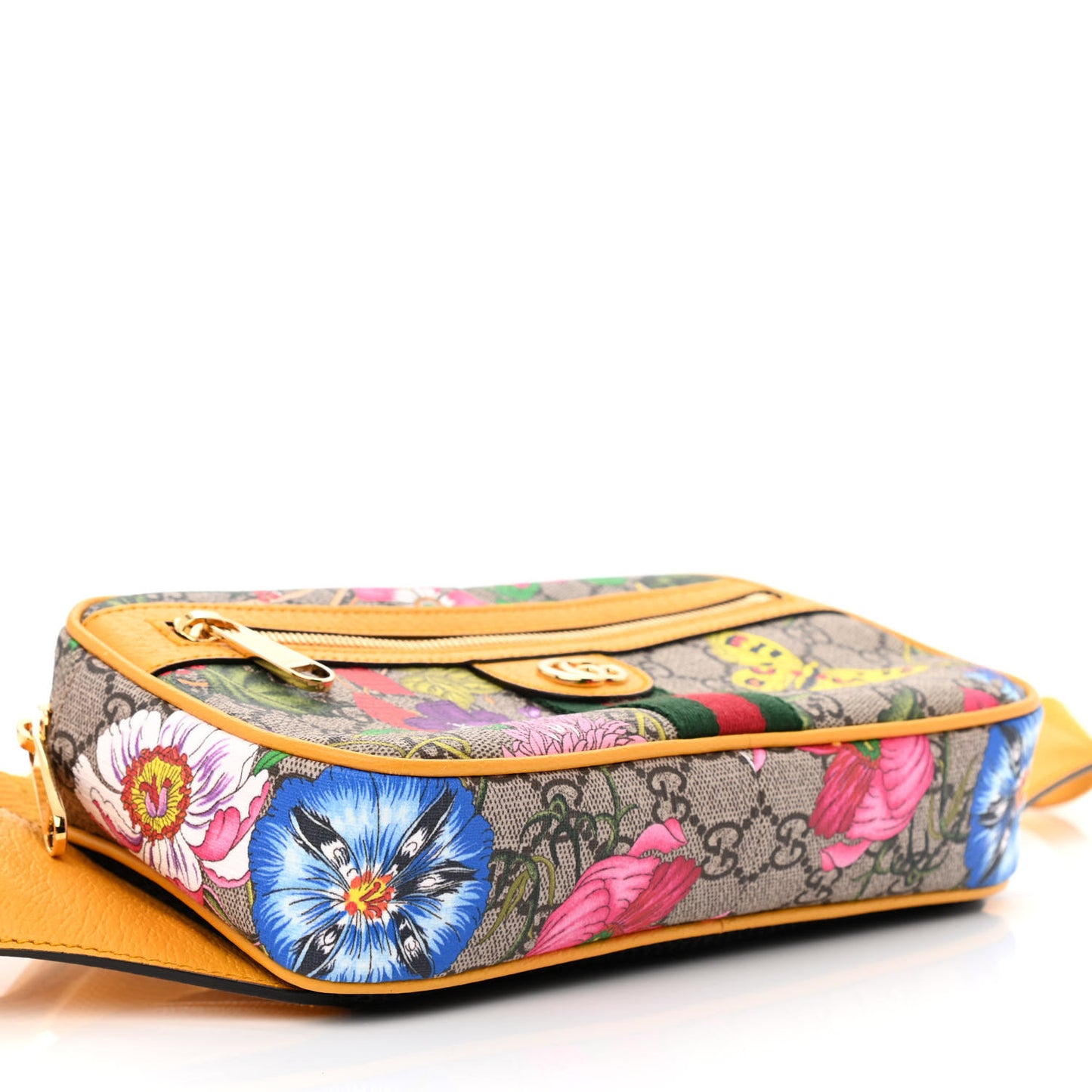 GG Supreme Monogram Flora Medium Ophidia Belt Bag Beige Multicolor Crop