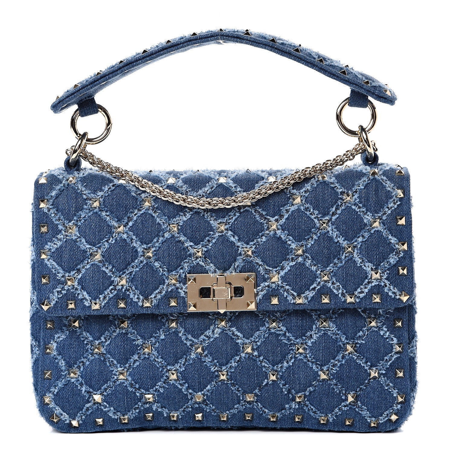 Valentino Garavani Denim Medium Rockstud Spike Shoulder Bag Denim 1 of 9