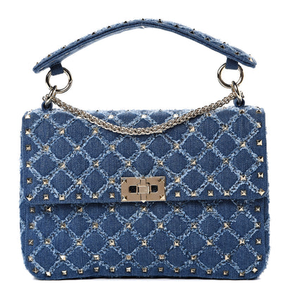 Valentino Garavani Denim Medium Rockstud Spike Shoulder Bag Denim 1 of 9