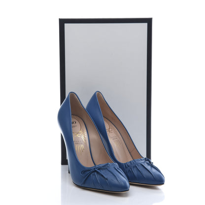 Gucci Nappa Bow High Heel Pumps 38 Riviera Blue 8 of 9