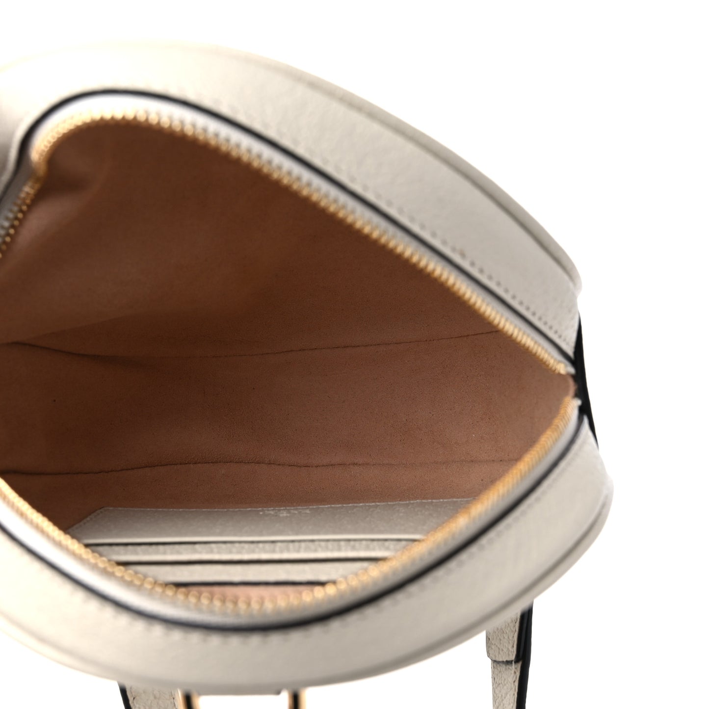 Textured Calfskin Web Mini Ophidia Round Backpack Mystic White