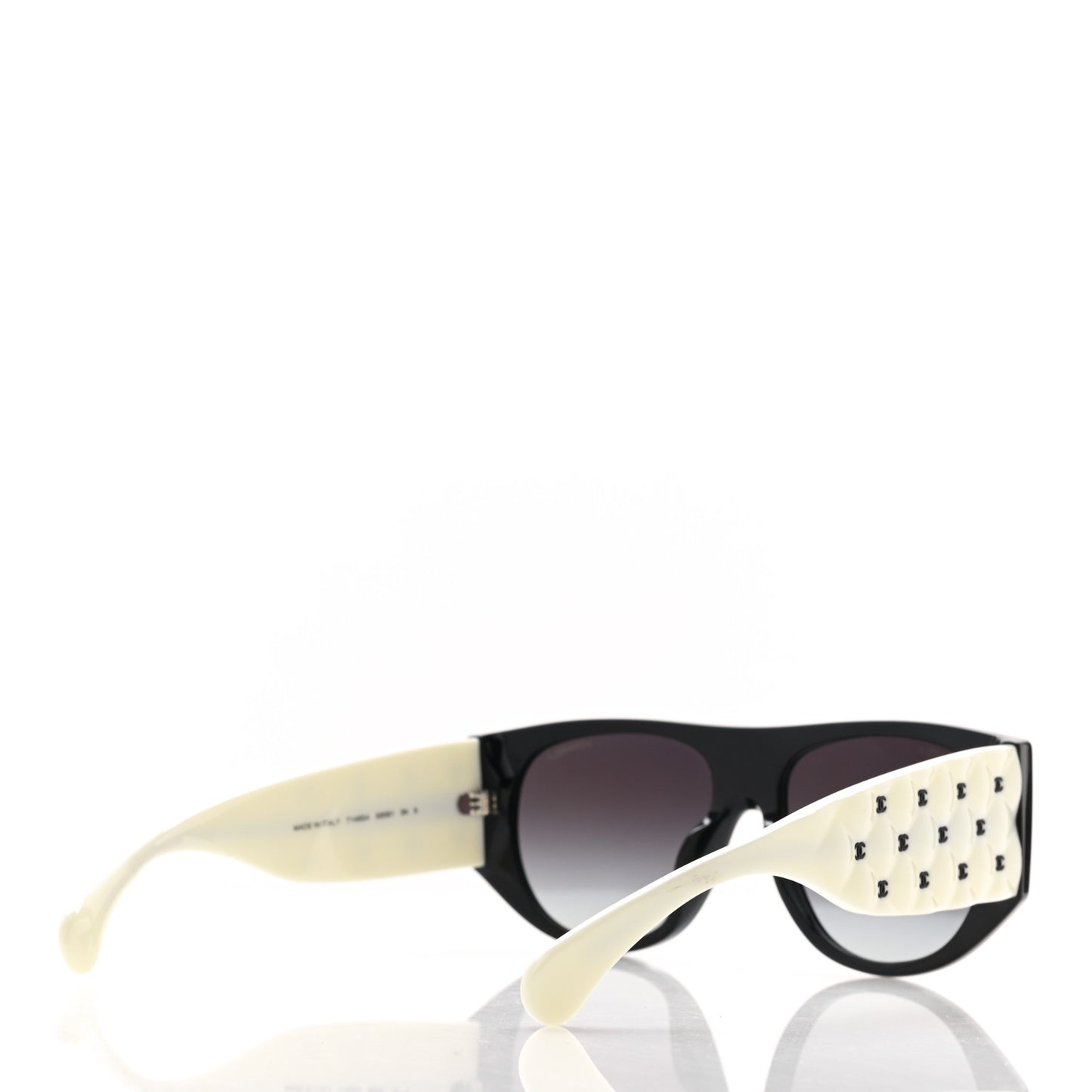 Acetate Quilted CC Pilot Sunglasses 71465 White Black