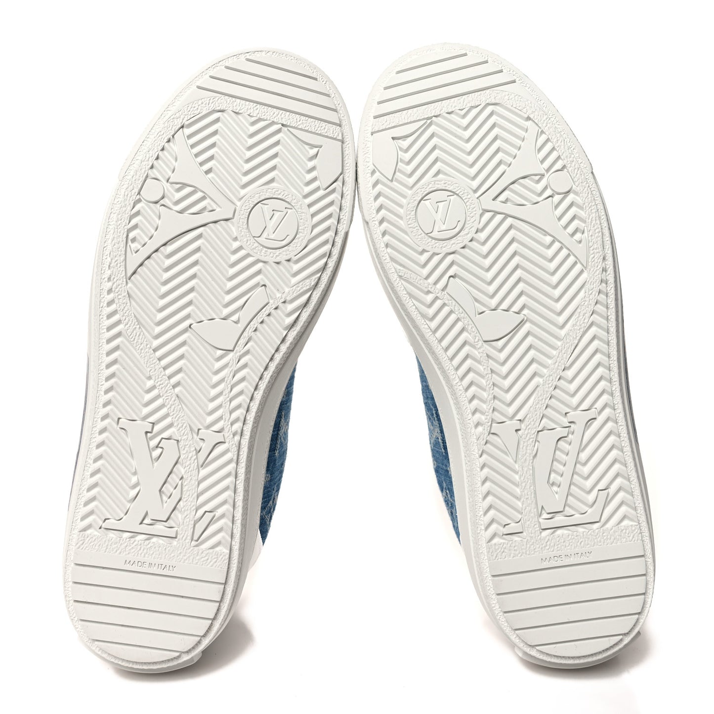 Calfskin Monogram Denim Womens Charlie Sneakers 38 White Blue