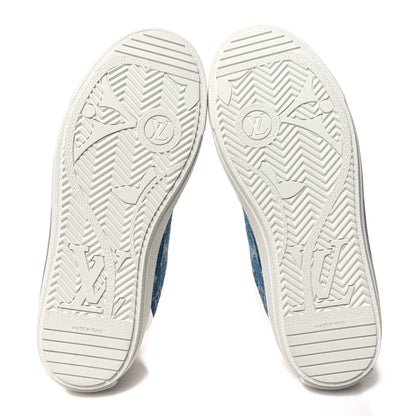 Louis Vuitton Calfskin Monogram Denim Womens Charlie Sneakers 38 White Blue 5 of 8