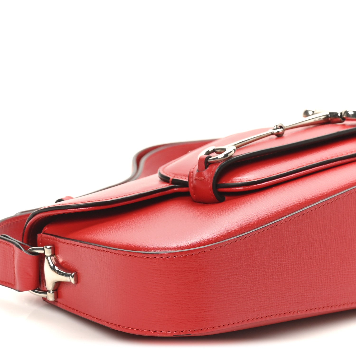 Gucci Demetra Small Horsebit 1955 Asymmetric Shoulder Bag New Cherry Red 9 of 10