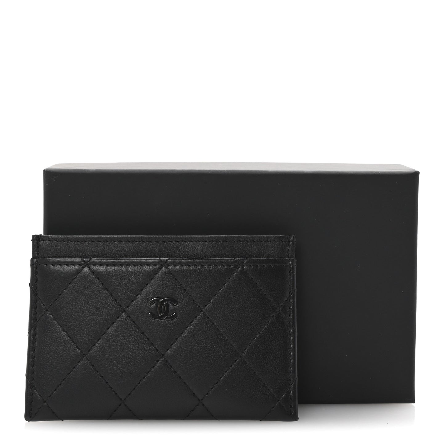 Calfskin Quilted Card Holder So Black