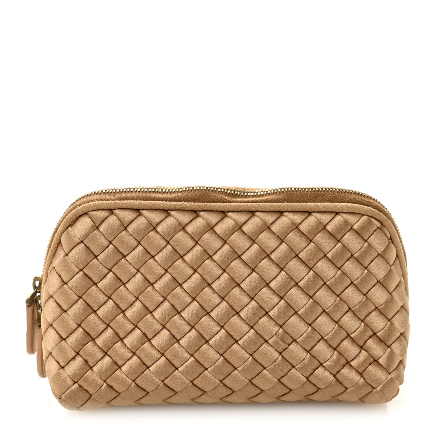 Bottega Veneta Satin Intrecciato Small Cosmetic Pouch Camel 1 of 8
