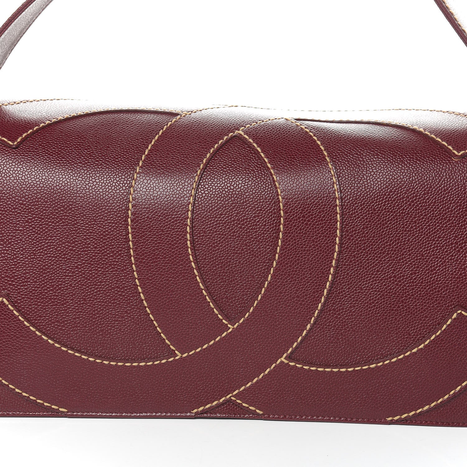 Chanel Caviar CC Stitched Medium Flap Shoulder Bag Burgundy 15 of 15