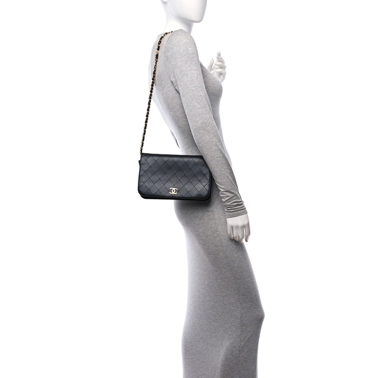 Lambskin Quilted Small Single Flap Black