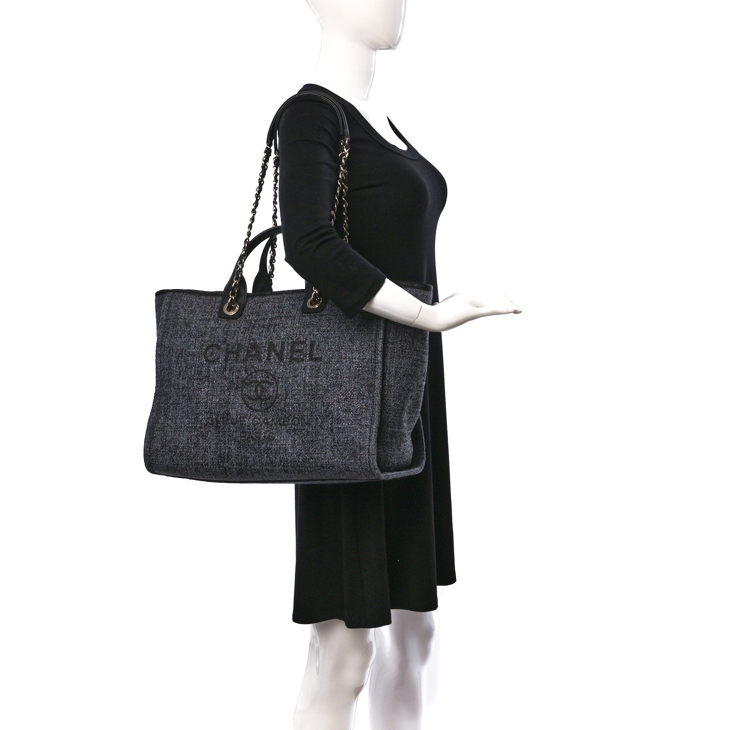 Chanel Lurex Boucle Medium Deauville Tote Black 2 of 9