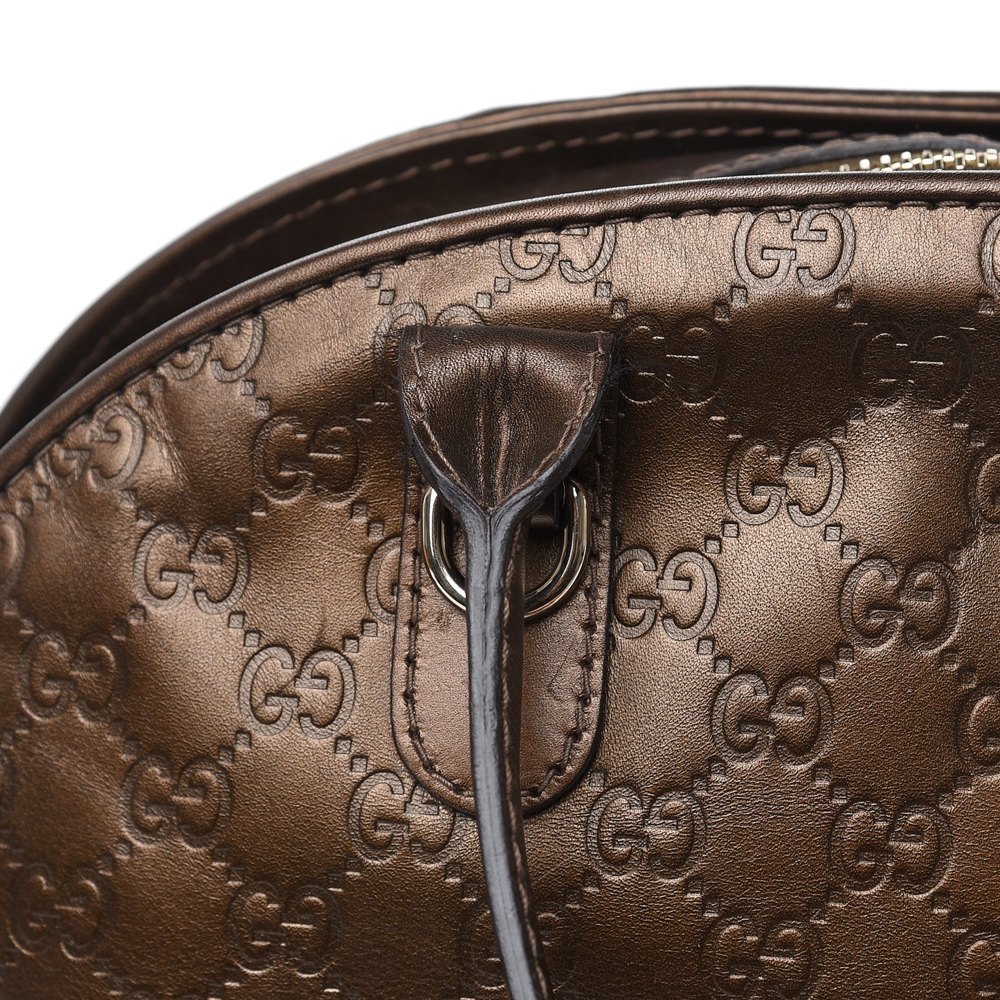 Metallic Guccissima Heart Bit Charm Dome Satchel Bronze