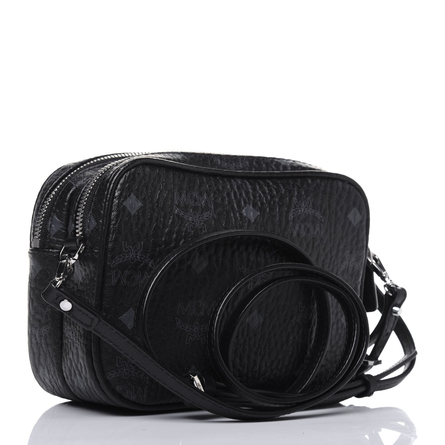 MCM Visetos Camera Crossbody Bag Black 3 of 16