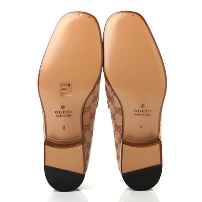 Gucci GG Monogram Goatskin Web Mens Horsebit Loafers 8 Beige Ruggine Light Brown 5 of 8