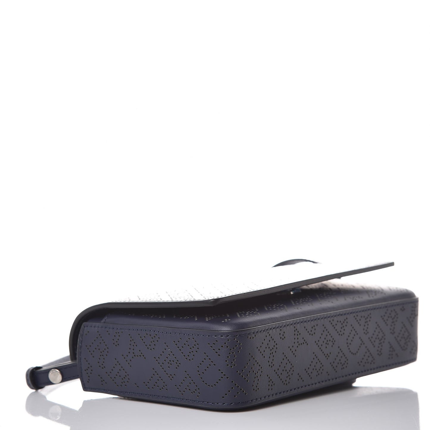 Calfskin Perforated Logo Hampshire Crossbody Navy