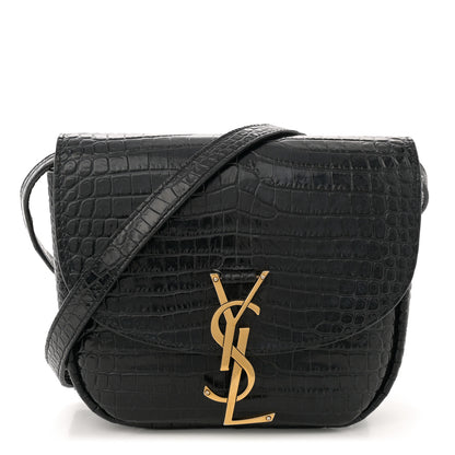 Saint Laurent Crocodile Embossed Calfskin Small Kaia Satchel Black 1 of 10