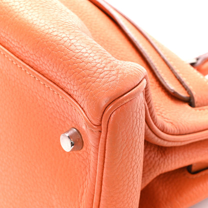 Hermes Taurillon Clemence Shoulder Kelly 40 Orange 10 of 14