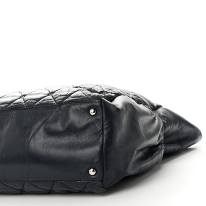 Chanel Lambskin Quilted Hidden Chain Tote Navy 10 of 10