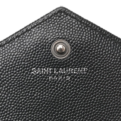 Saint Laurent Grain De Poudre Matelasse Chevron Monogram Monochrome Chain Wallet Black 6 of 12
