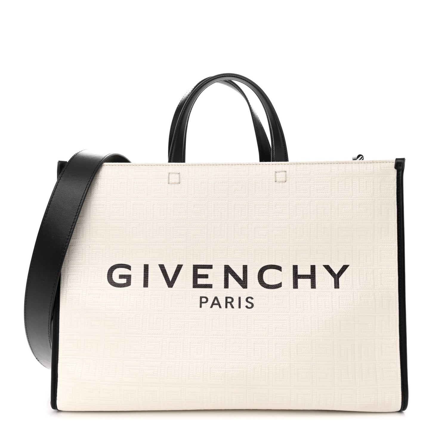 Canvas Logo 4G Embossed Medium Tote Beige Black