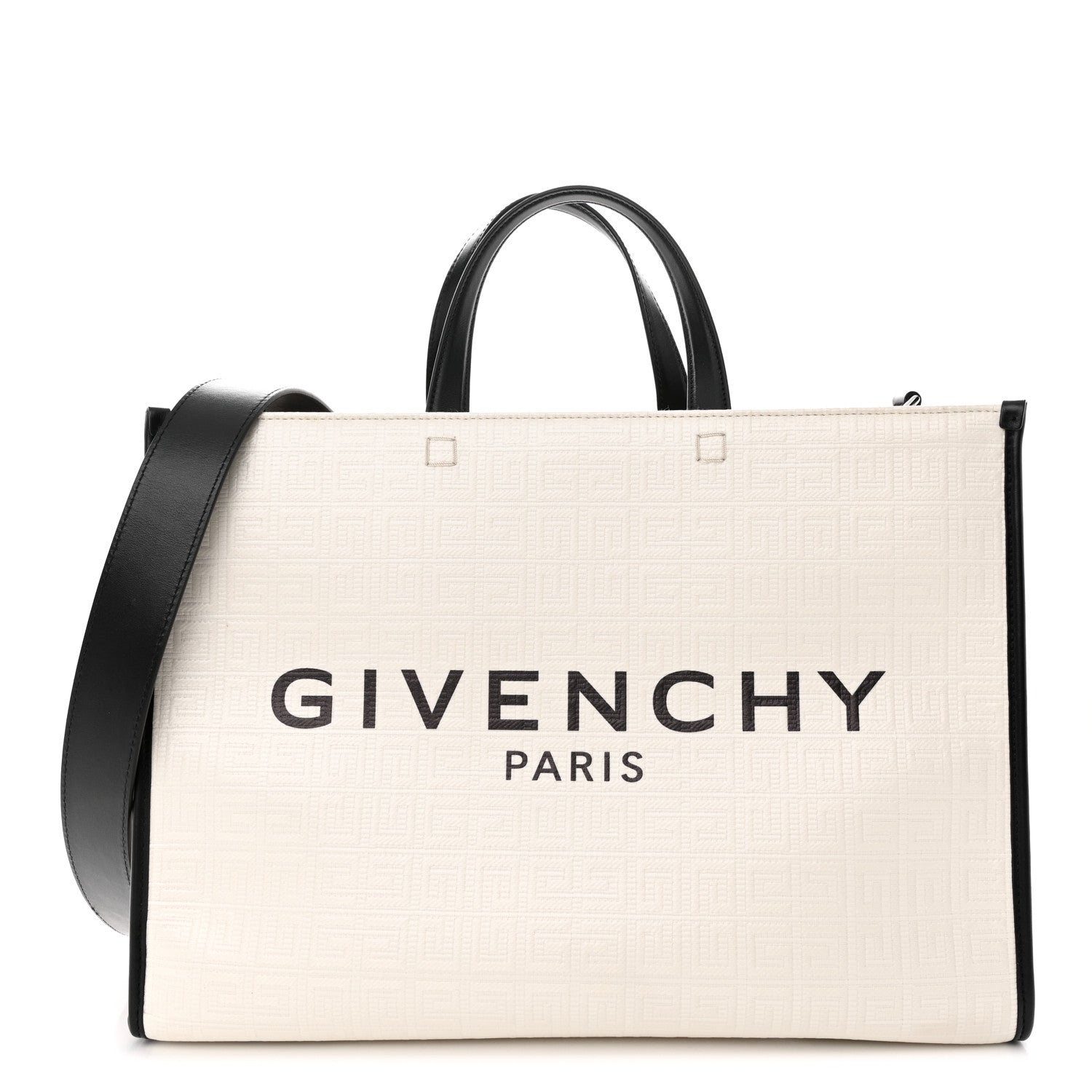 Givenchy Canvas Logo 4G Embossed Medium Tote Beige Black 1 of 11