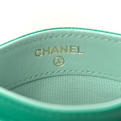 Chanel Caviar Metal Perforated Quilted CC Card Holder Green 7 of 11