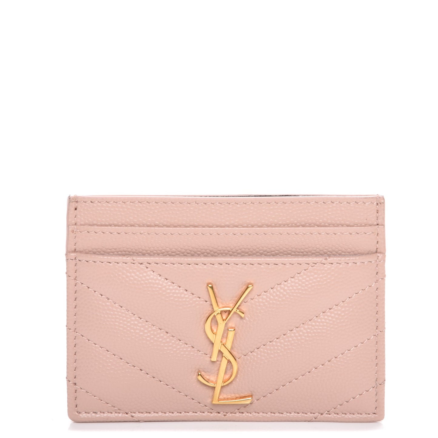 Grain De Poudre Matelasse Chevron Monogram Credit Card Case Pale Pink