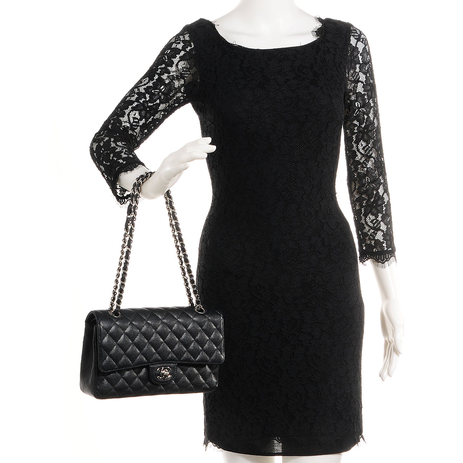 Chanel Caviar Quilted Medium Double Flap Black 2 of 8