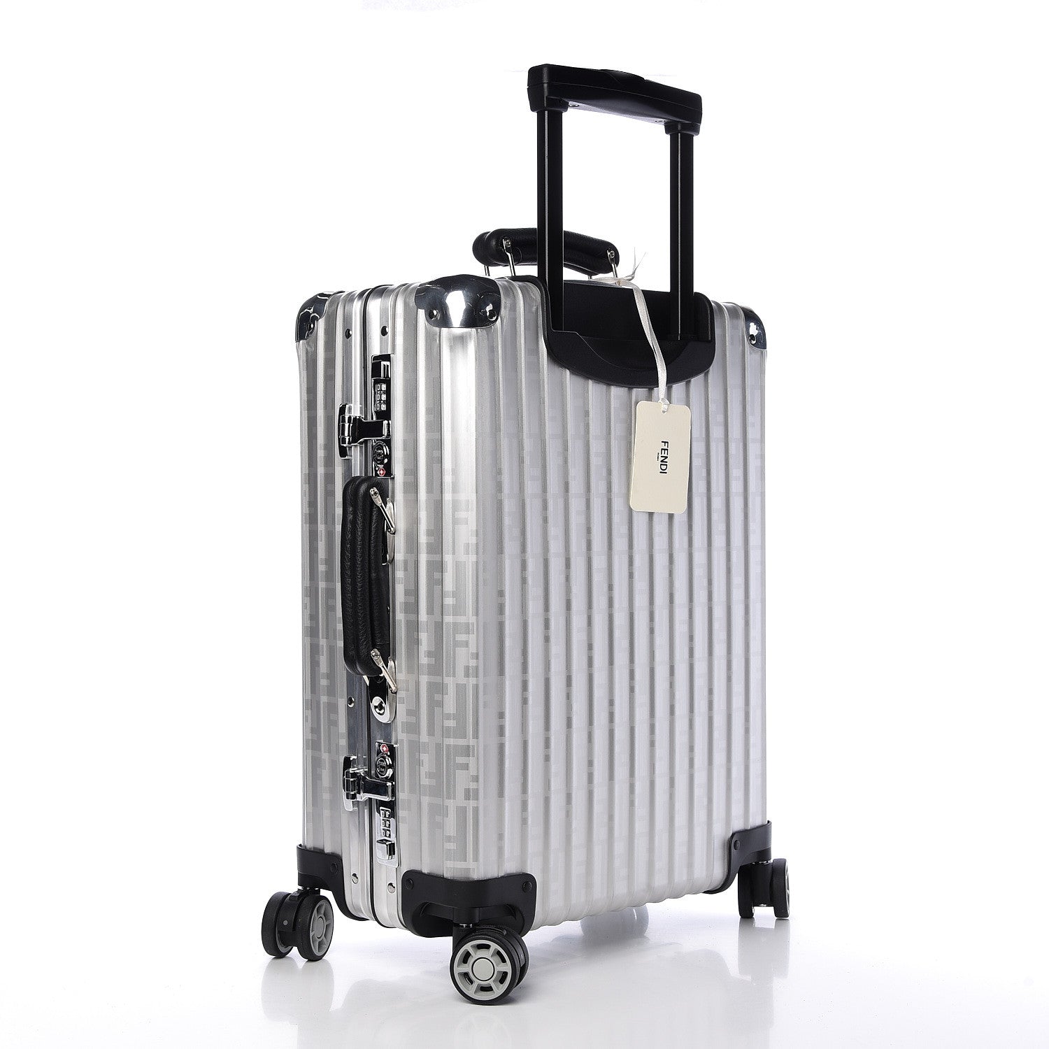 Fendi X RIMOWA Aluminum FF Print Roll Away Carry On Luggage Silver 3 of 14