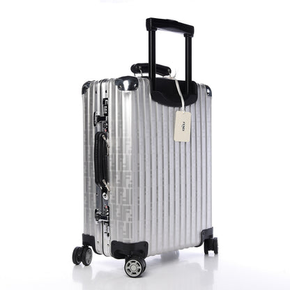 Fendi X RIMOWA Aluminum FF Print Roll Away Carry On Luggage Silver 3 of 14