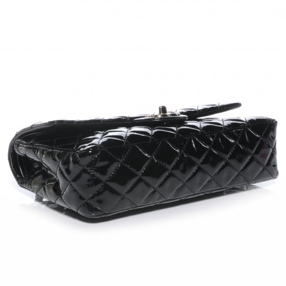 Patent Medium Double Flap Black