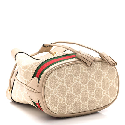 Gucci GG Supreme Monogram Textured Calfskin Web Mini Ophidia Bucket Bag Beige Mystic White Oatmeal 4 of 10