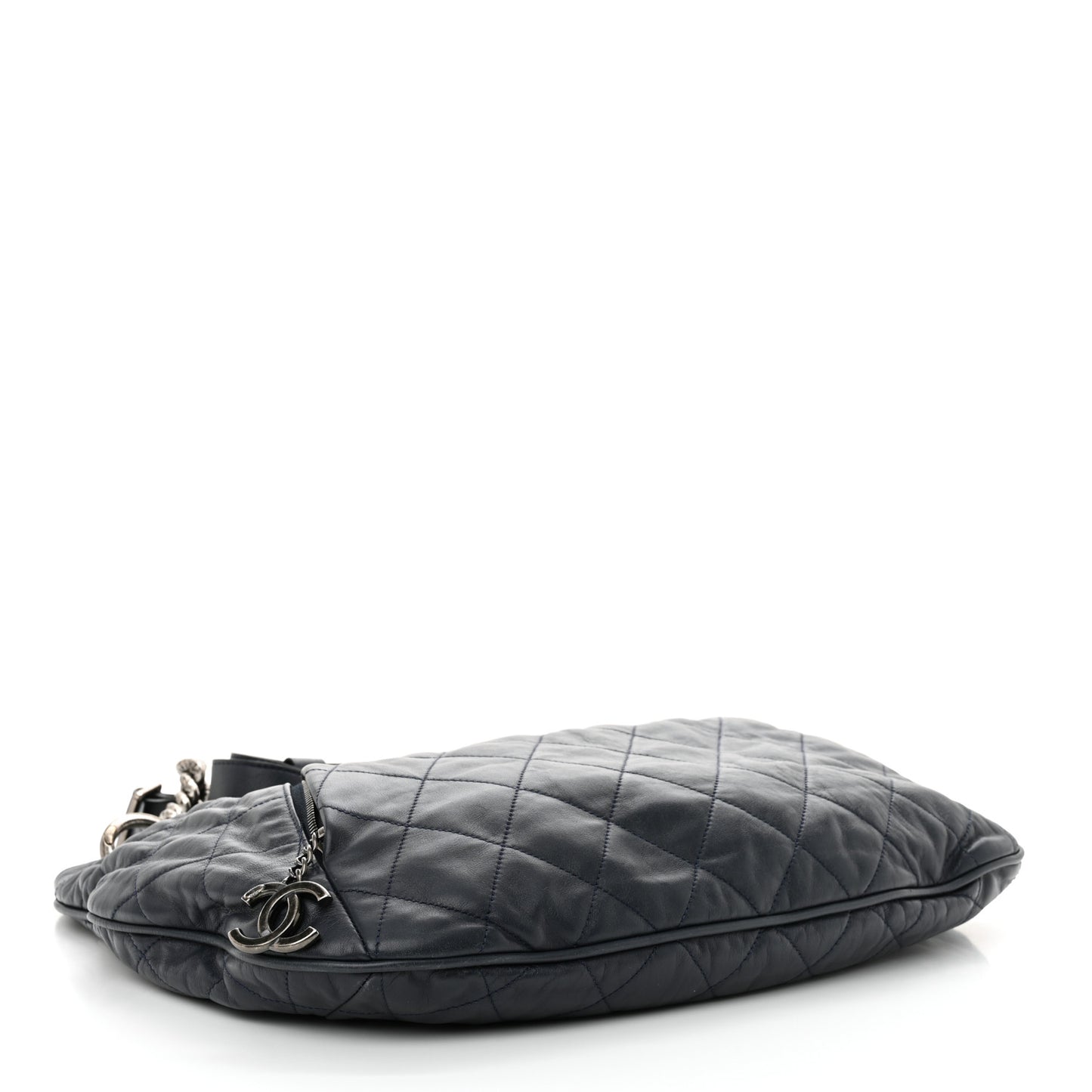 Calfskin Coco Pleats Hobo Dark Blue