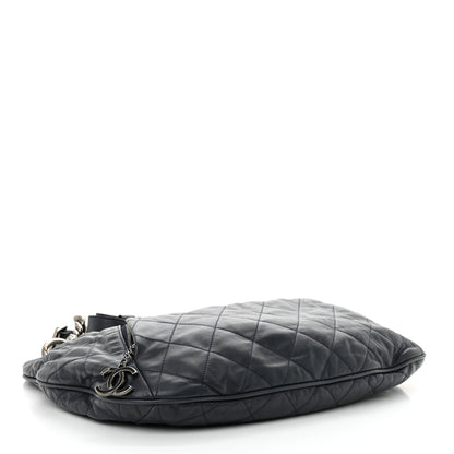 Chanel Calfskin Coco Pleats Hobo Dark Blue 4 of 13
