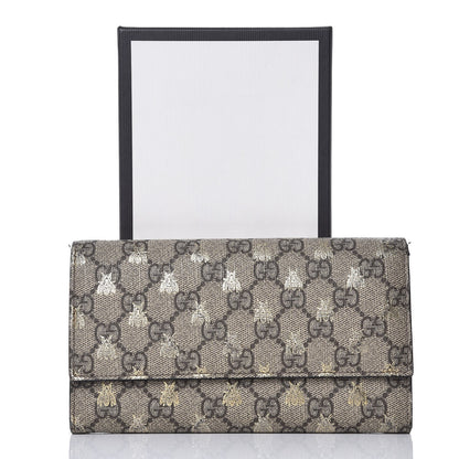 Gucci GG Supreme Monogram Bees Continental Wallet Beige Oro Black 8 of 10