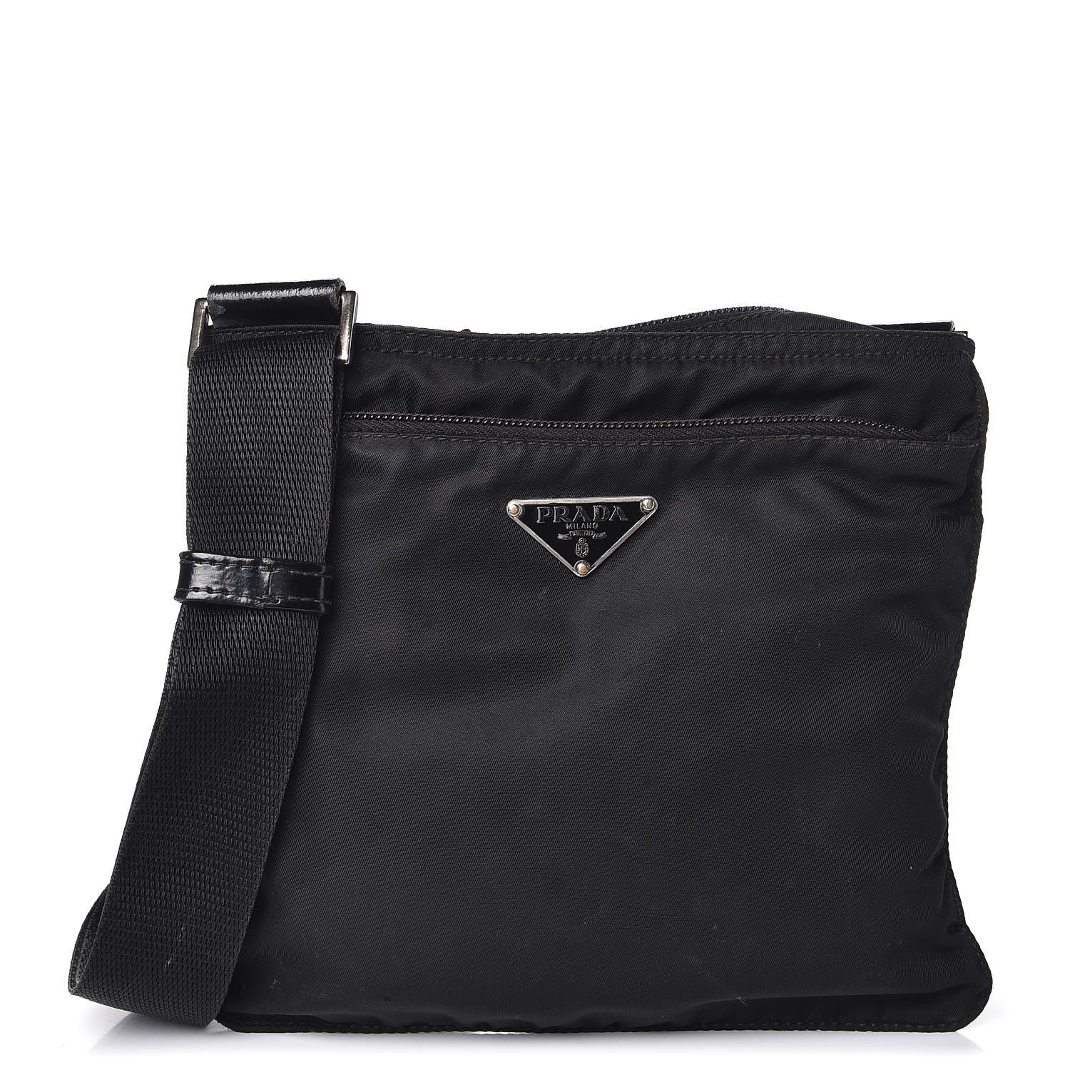 Prada Nylon Small Flat Messenger Bag Black 1 of 14