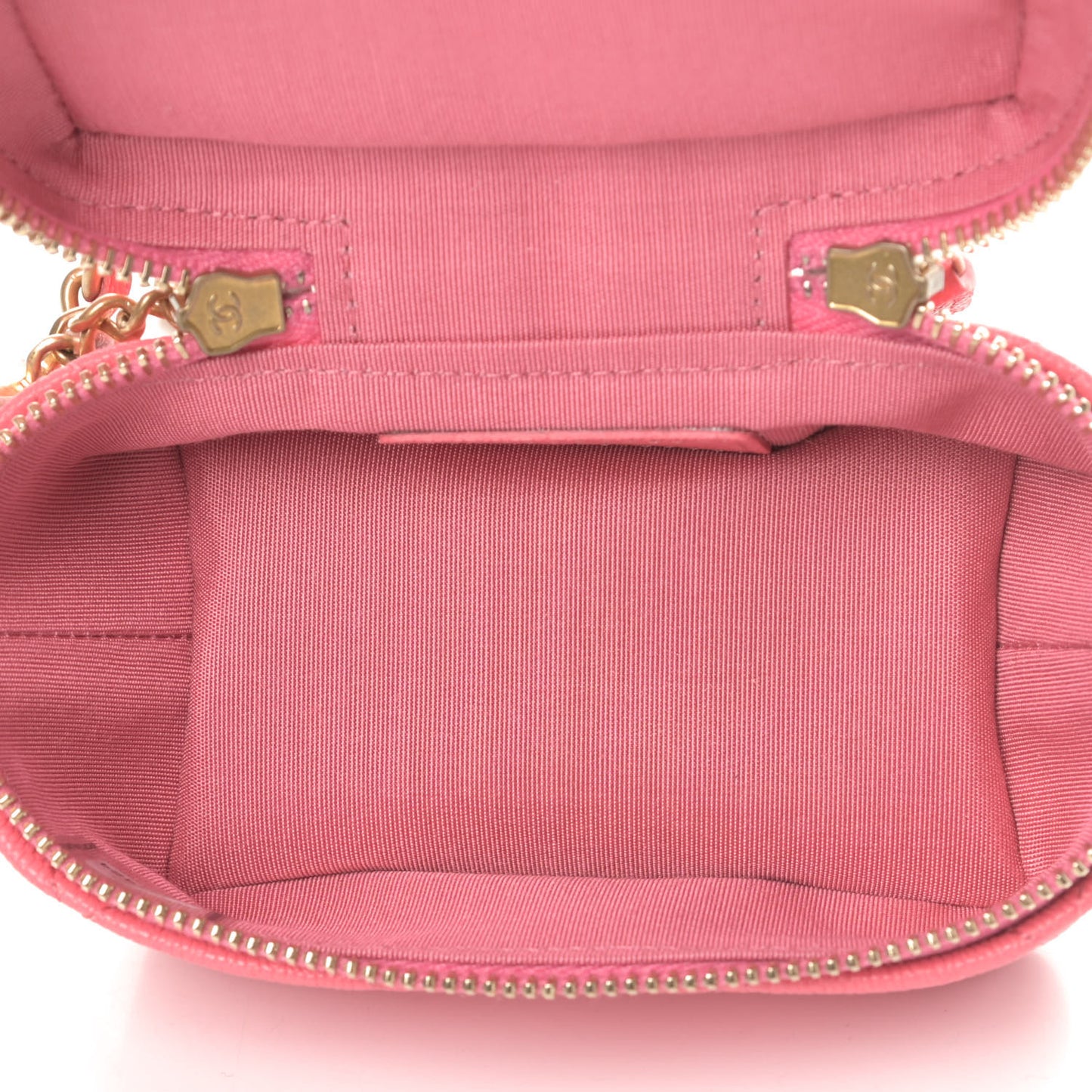 Caviar Quilted Mini Top Handle Vanity With Chain Pink