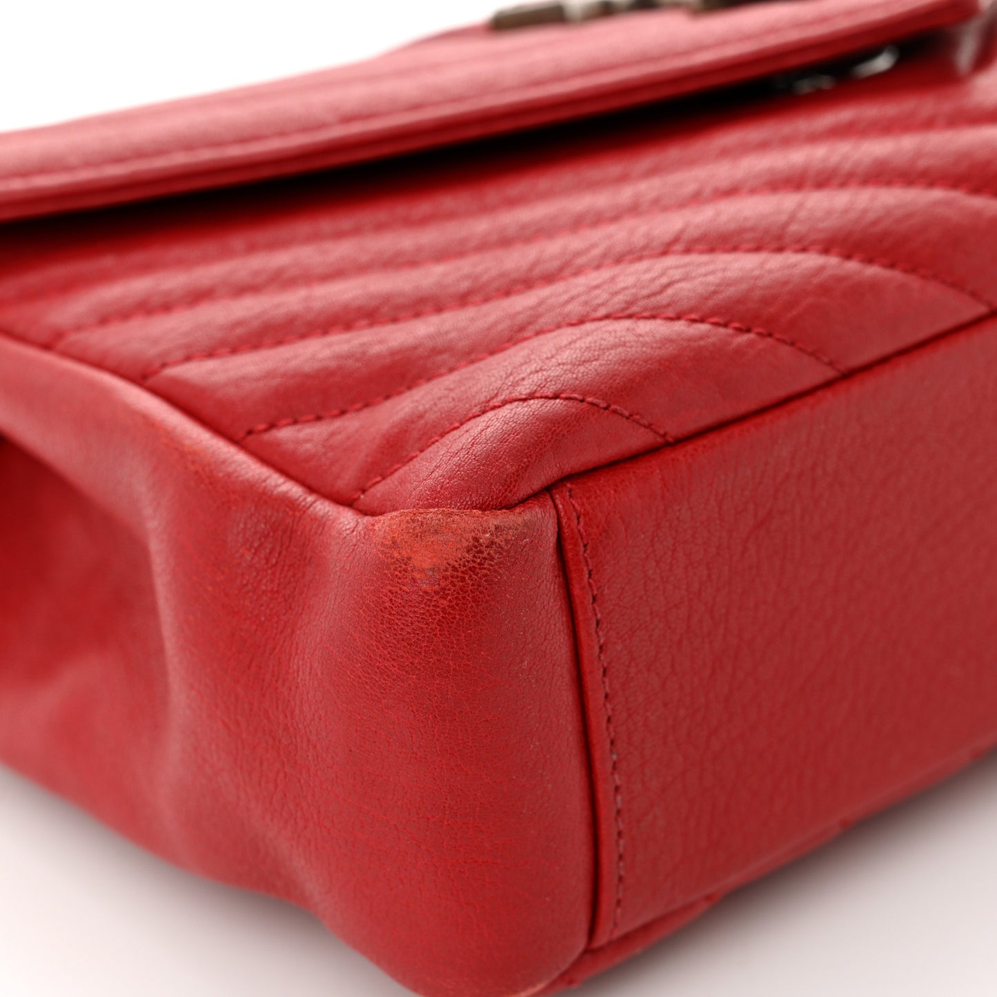 Sheepskin Matelasse Chevron Monogram Medium College Bag Rouge