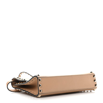 Valentino Garavani Pebbled Calfskin Medium Rockstud Flip Lock Crossbody Bag Camel Rose 4 of 12